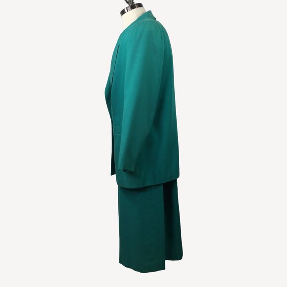 Vintage Fairfax & Kent Women Suit Set Skirt Jacket Teal Blue Work Office Size 18 - Picture 3 of 16